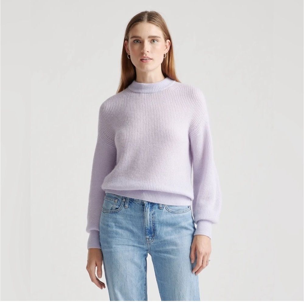 NEW Quince Baby Alpaca-Wool Crew Purple Lavender Lightweight Soft Sweater